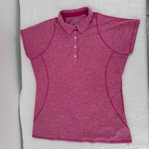 Annika By Cutter Buck CB‎ Pink Heather Button Short Sleeve Polo Shirt Medium